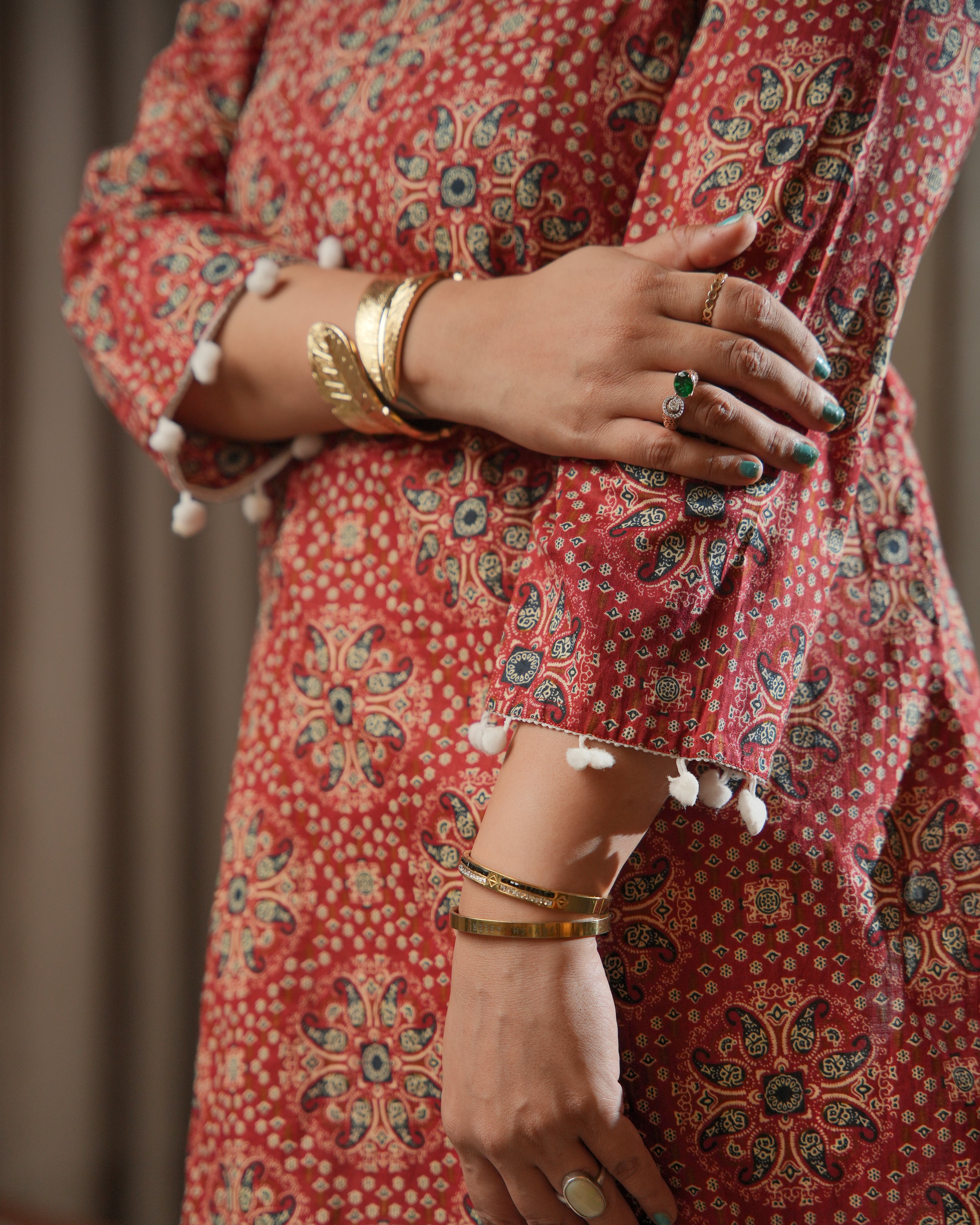 KIARA - Rust Red Printed Short Kurti