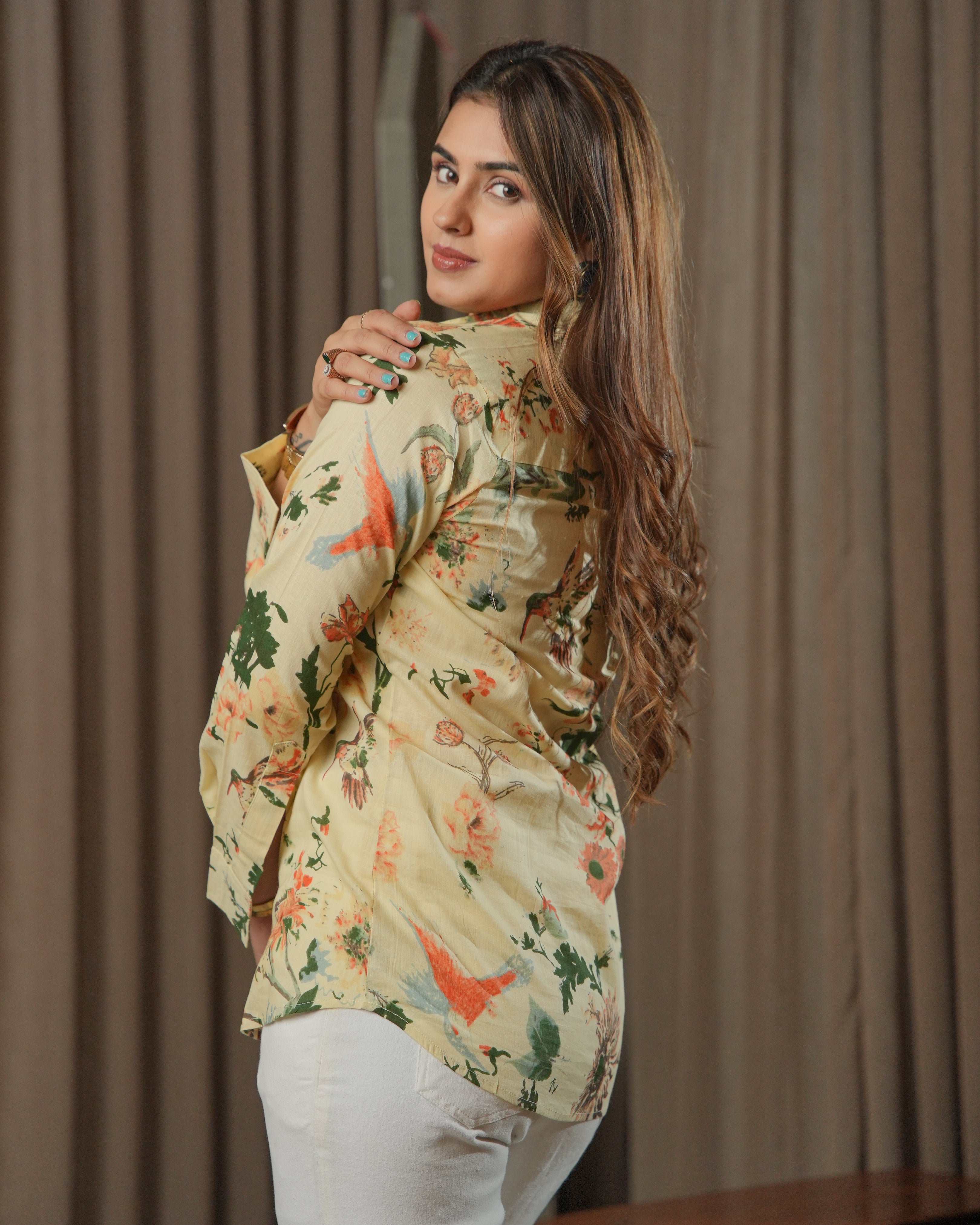 NIA - Yellow Floral Printed Shirt