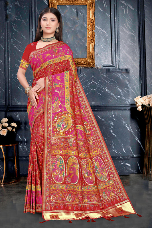 Rajwadi Raag – Maroon Saree with Grand Pallu Detailing