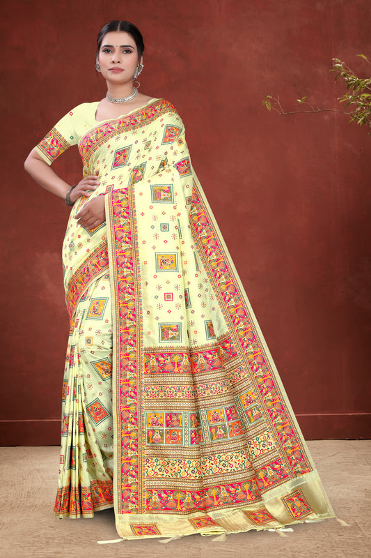 Sanskriti Saaree – Cream Drape with Heritage-Inspired Artistry