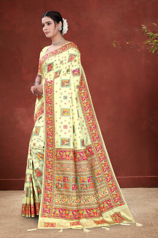 Sanskriti Saaree – Cream Drape with Heritage-Inspired Artistry