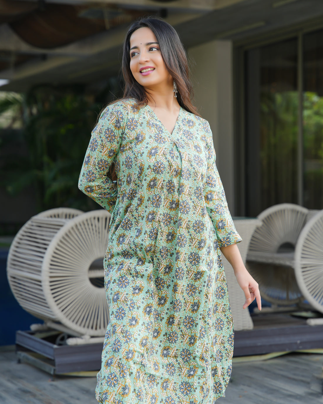 GEET - Green Printed Cotton Kurta Set