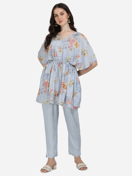 Pastel Bloom – Powder Blue Floral Co-ord Set