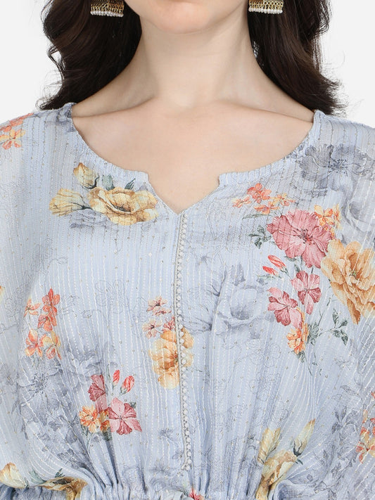 Pastel Bloom – Powder Blue Floral Co-ord Set