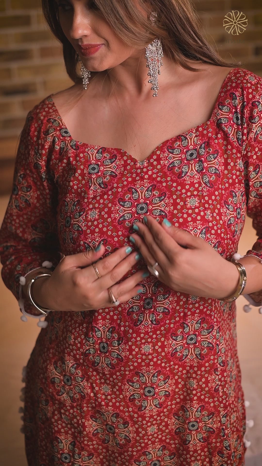 KIARA - Rust Red Printed Short Kurti